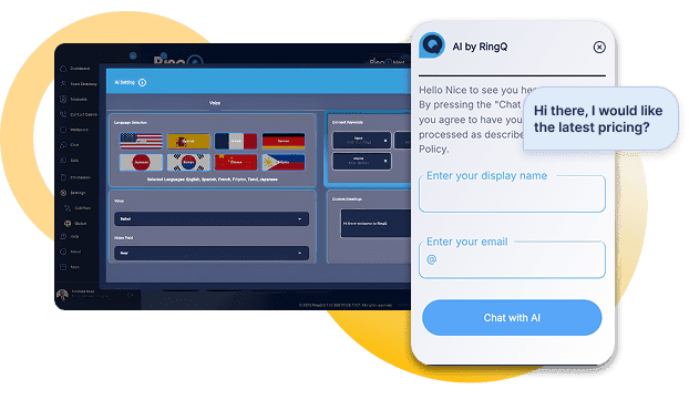 RingQ built-in chatbot and Chat GPT automatically handling repetitive visitor questions