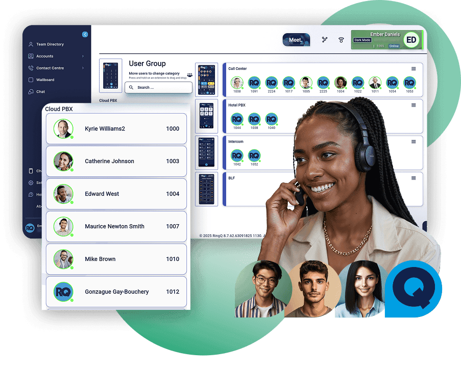 RingQ Chameleon customizing a softphone layout from the web and mobile apps