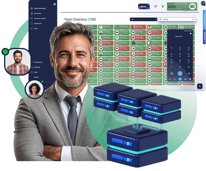 RingQ Hosted Cloud PBX management with team directory and managed appliance servers