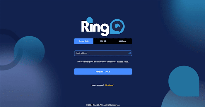 Log into your RingQ Web App with the access code